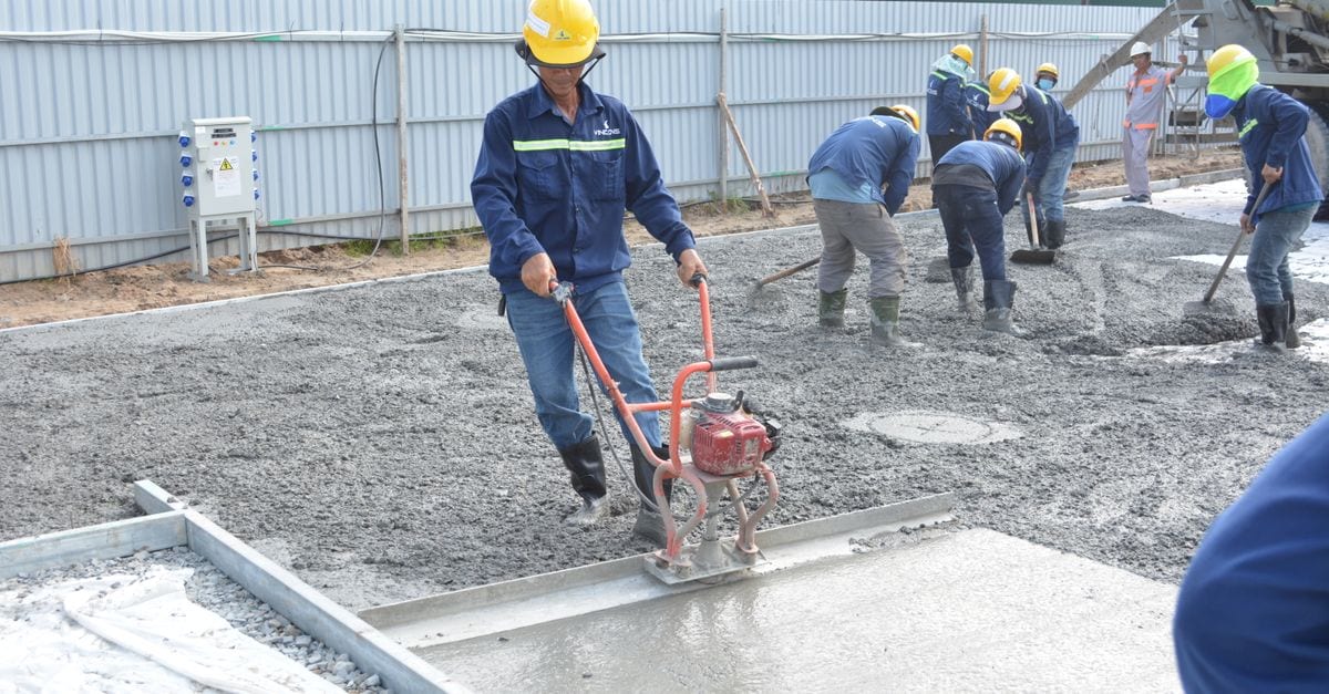 Concrete sealing on a finished slab.