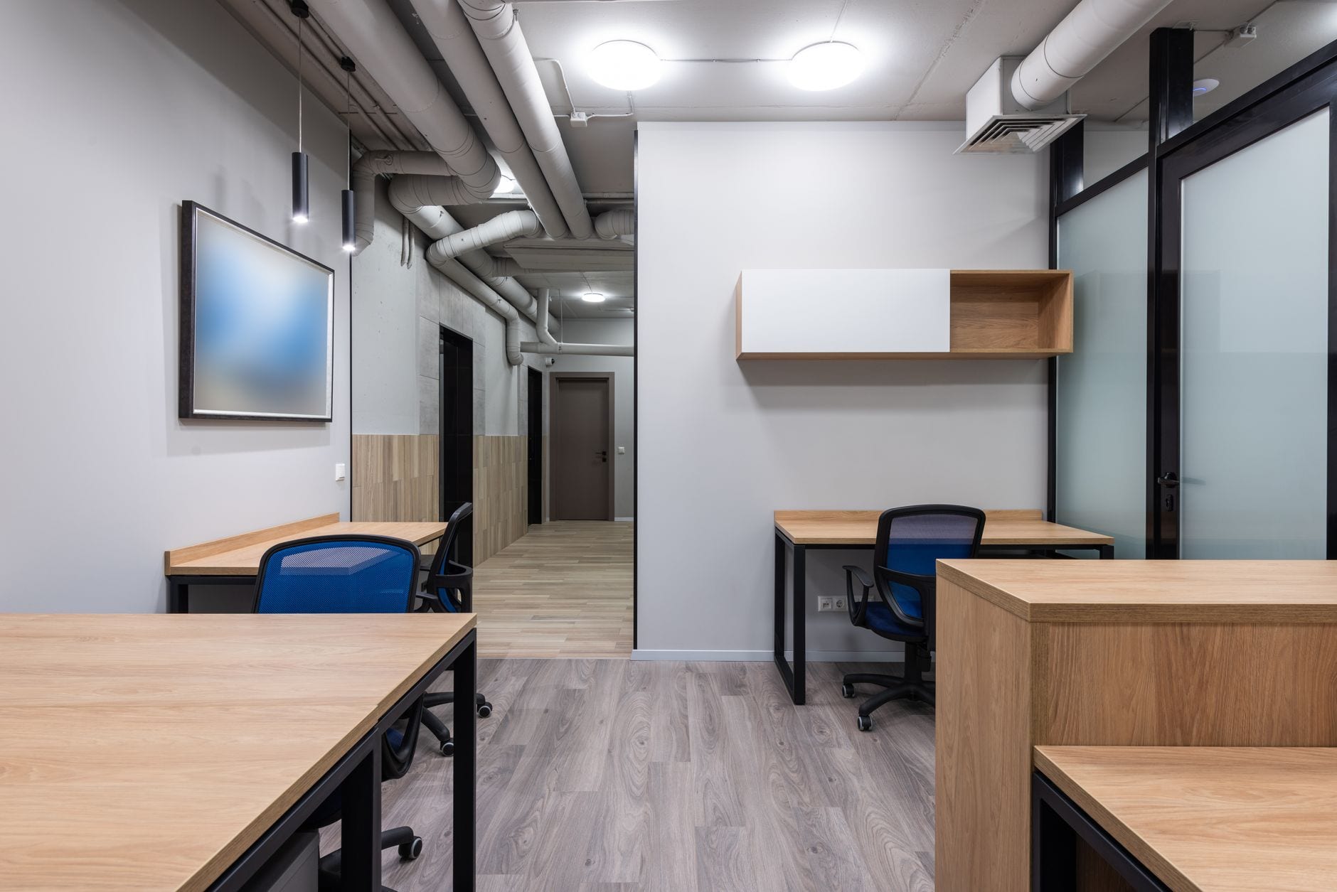 Freshly painted commercial office interior with clean white walls