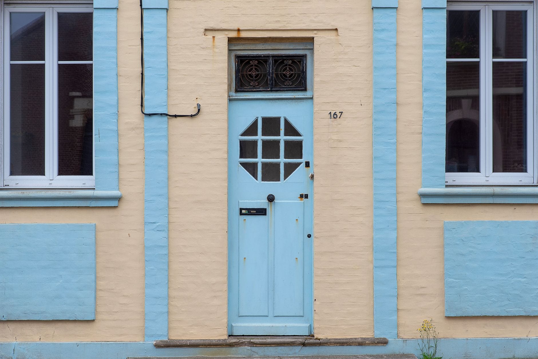 Timber front door on a residential entry