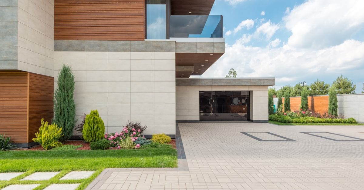 A sealed concrete driveway