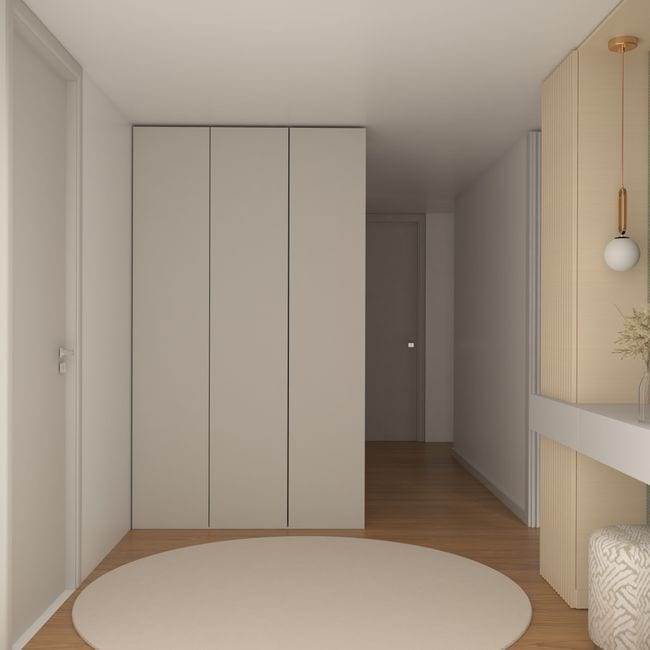 Detailed trim and architrave painting in hallway
