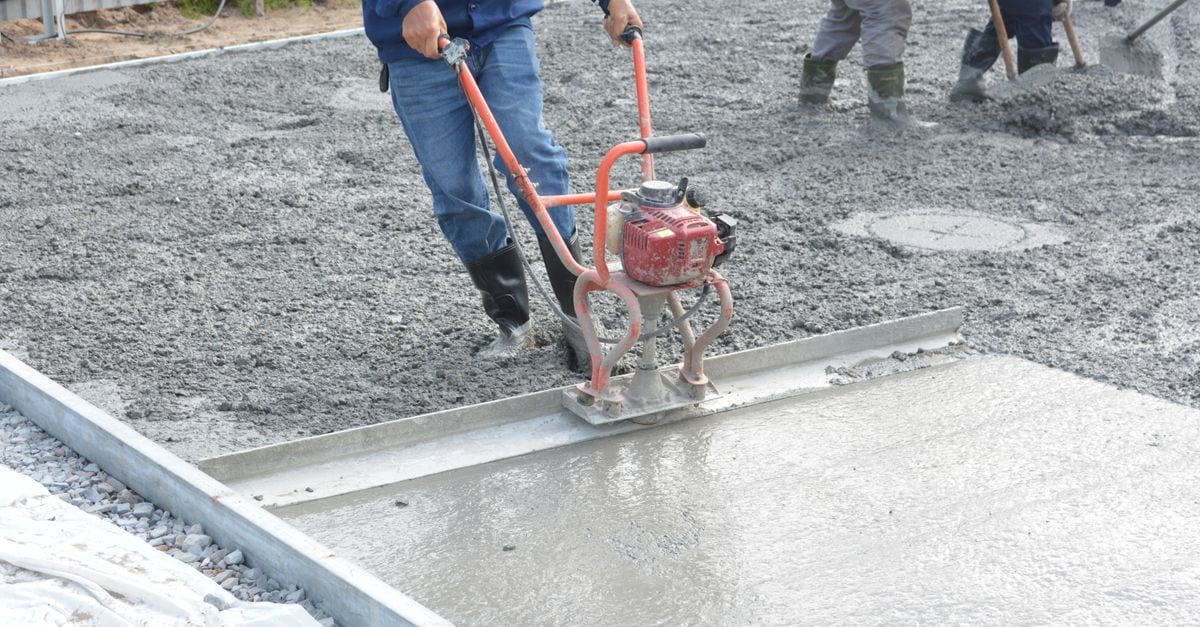 A concrete slab, poured and sealed