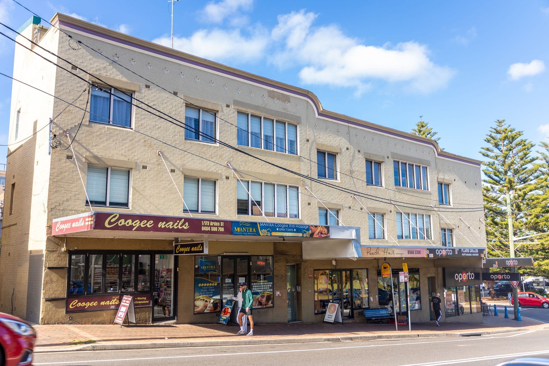 Exterior of a retail building with a fresh coat of paint