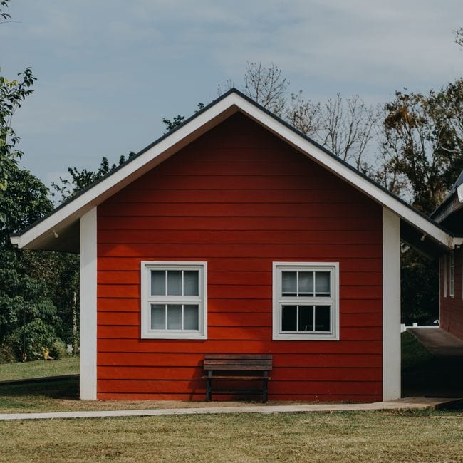 Painted exterior wall and window frame